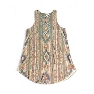 H.I.P. Aztec Geometric Sleeveless Tank | Made USA | Soft Stretch | Size M
